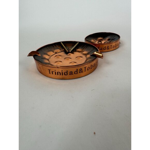 Trinidad & Tobago Copper Steel Drum Ashtray Set - Picture 9 of 16
